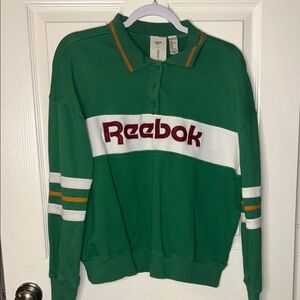 Reebok Collared Preppy Crewneck Sweater with White Chest Stripe
